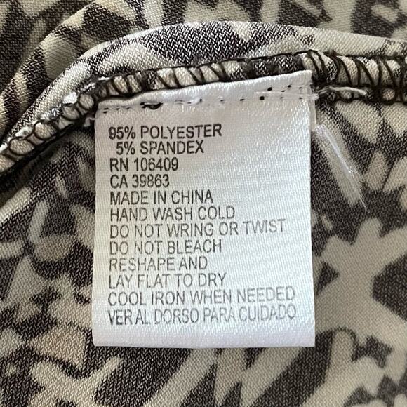 TAHARI ASL CLASSIC PREPPY WRAP PRINT DRESS IVORY BLACK TAN SIZE SMALL - Picture 6 of 6